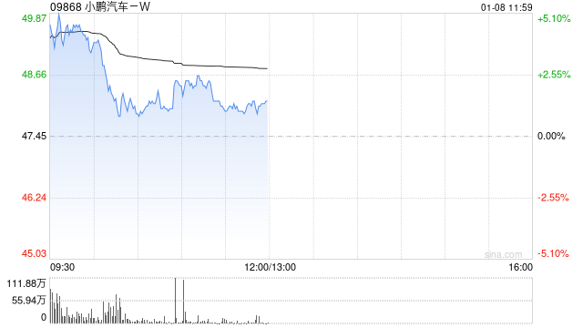 小鹏汽车-W早盘高开逾4% 开年首周夺得新势力销冠